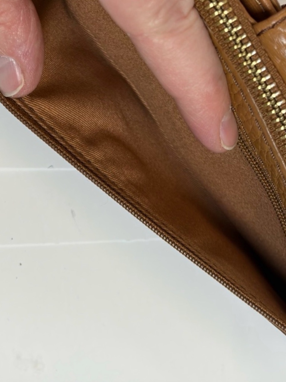 Fossil Brown Leather Zip Around Clutch Wallet Organizer - Picture 4 of 8